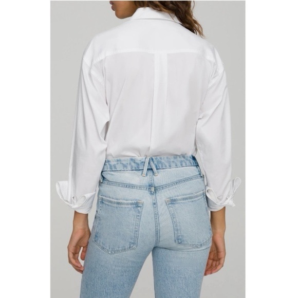 Good American The Good Shirt button up long sleeve white SZ XL patch pockets - Picture 4 of 12